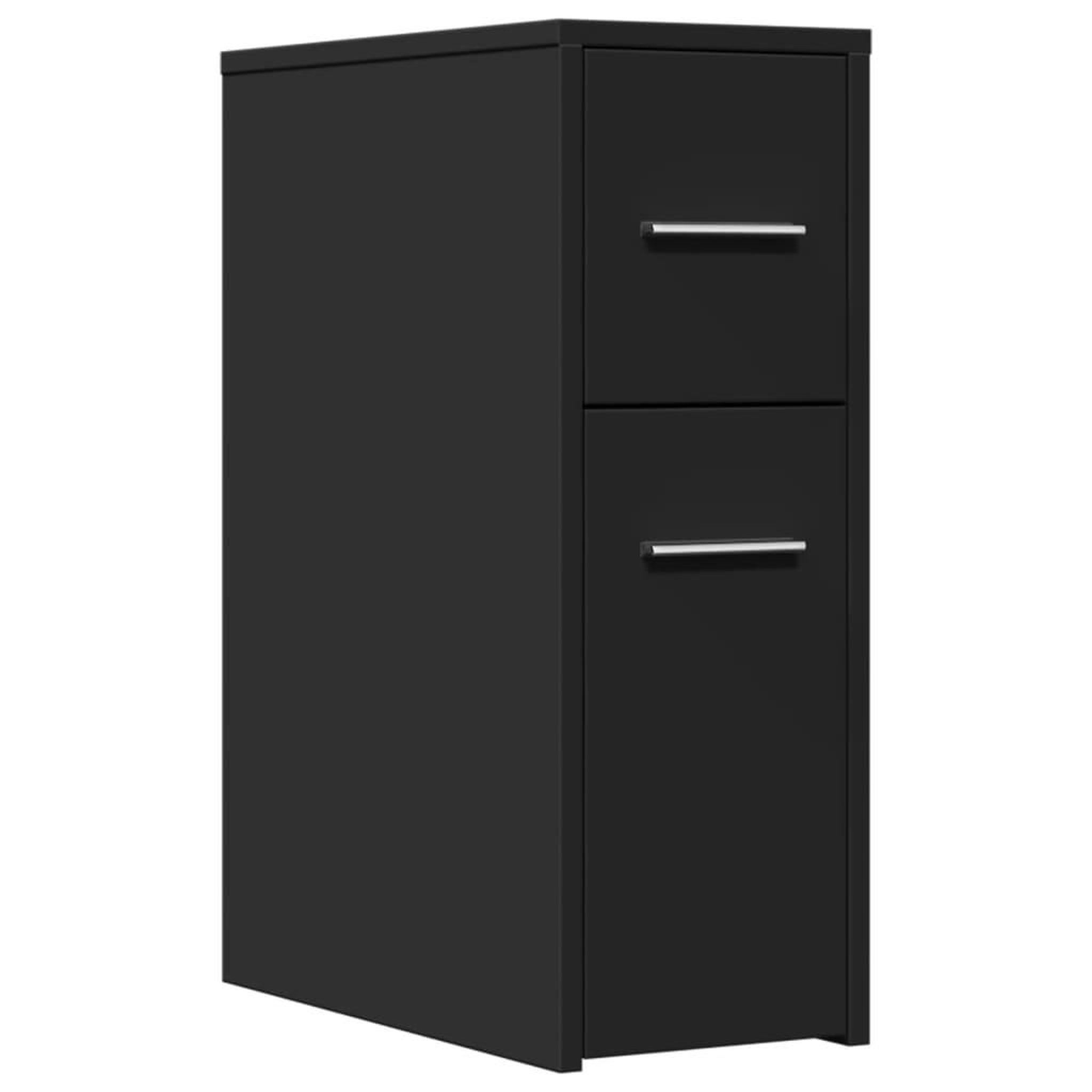 Voir la diapositive 2 : VIDAXL Armoire de salle de bain etroite avec roulettes noir