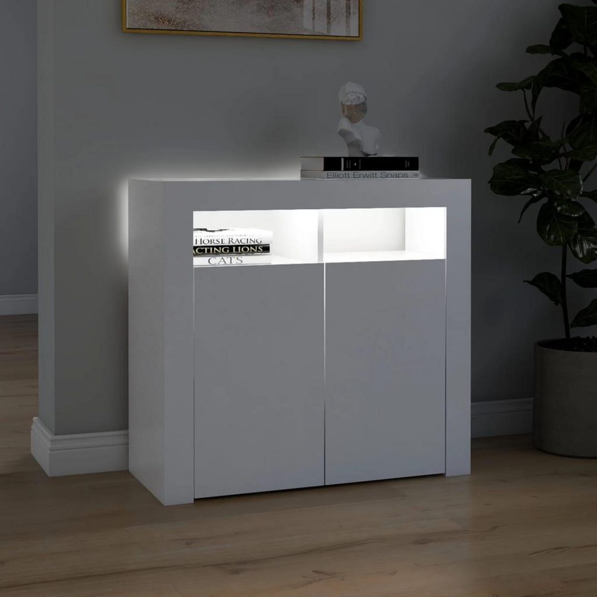 VIDAXL Buffet avec lumieres LED Blanc 80x35x75 cm