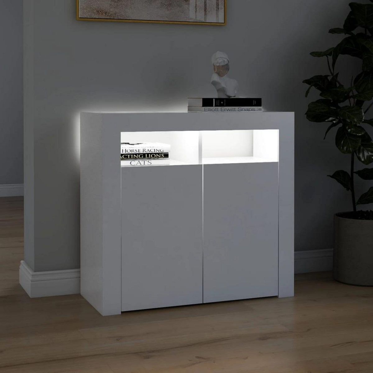 VIDAXL Buffet avec lumieres LED Blanc 80x35x75 cm