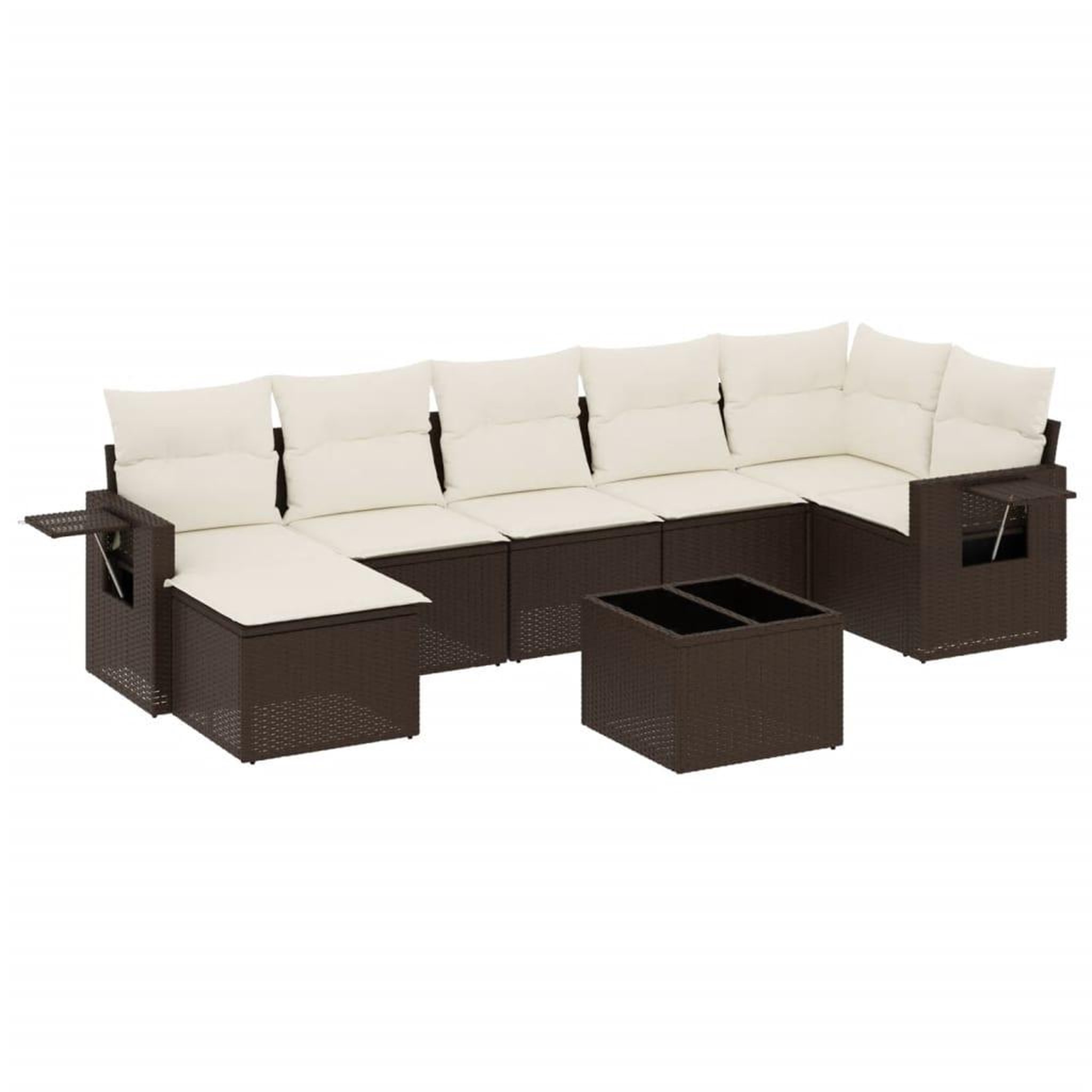 Voir la diapositive 2 : VIDAXL Salon de jardin 8 pcs avec coussins marron resine tressee