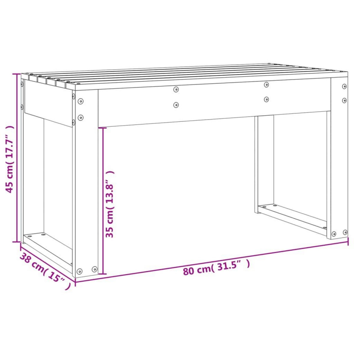 VIDAXL Banc de jardin blanc 80x38x45 cm bois massif de pin