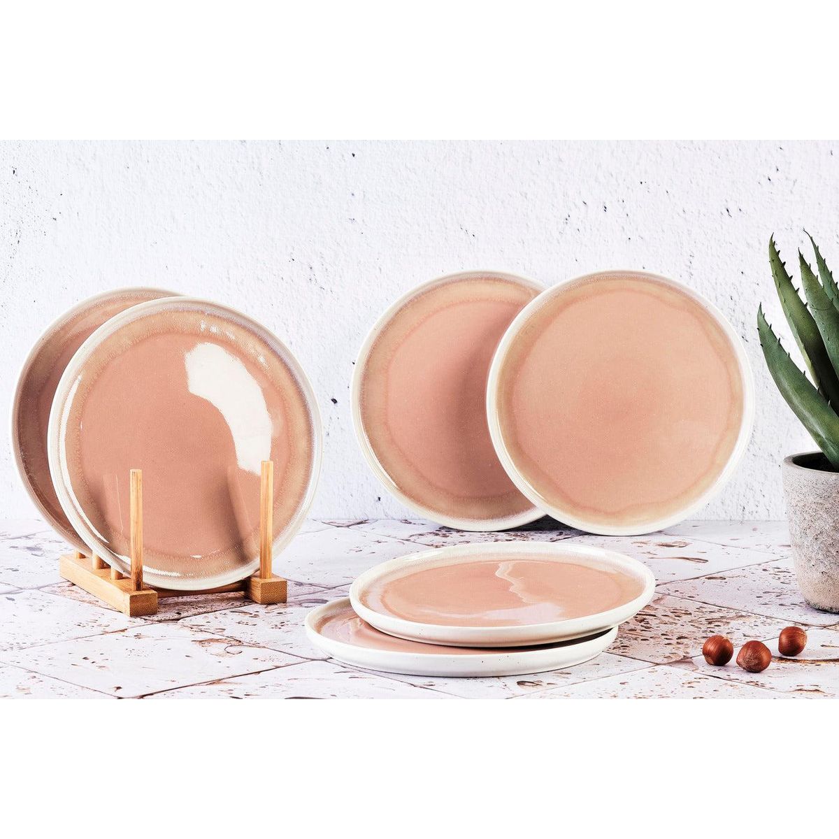 BJORN Assiette OXYGEN Ø21,5cm - 6 pièces - Rose poudre
