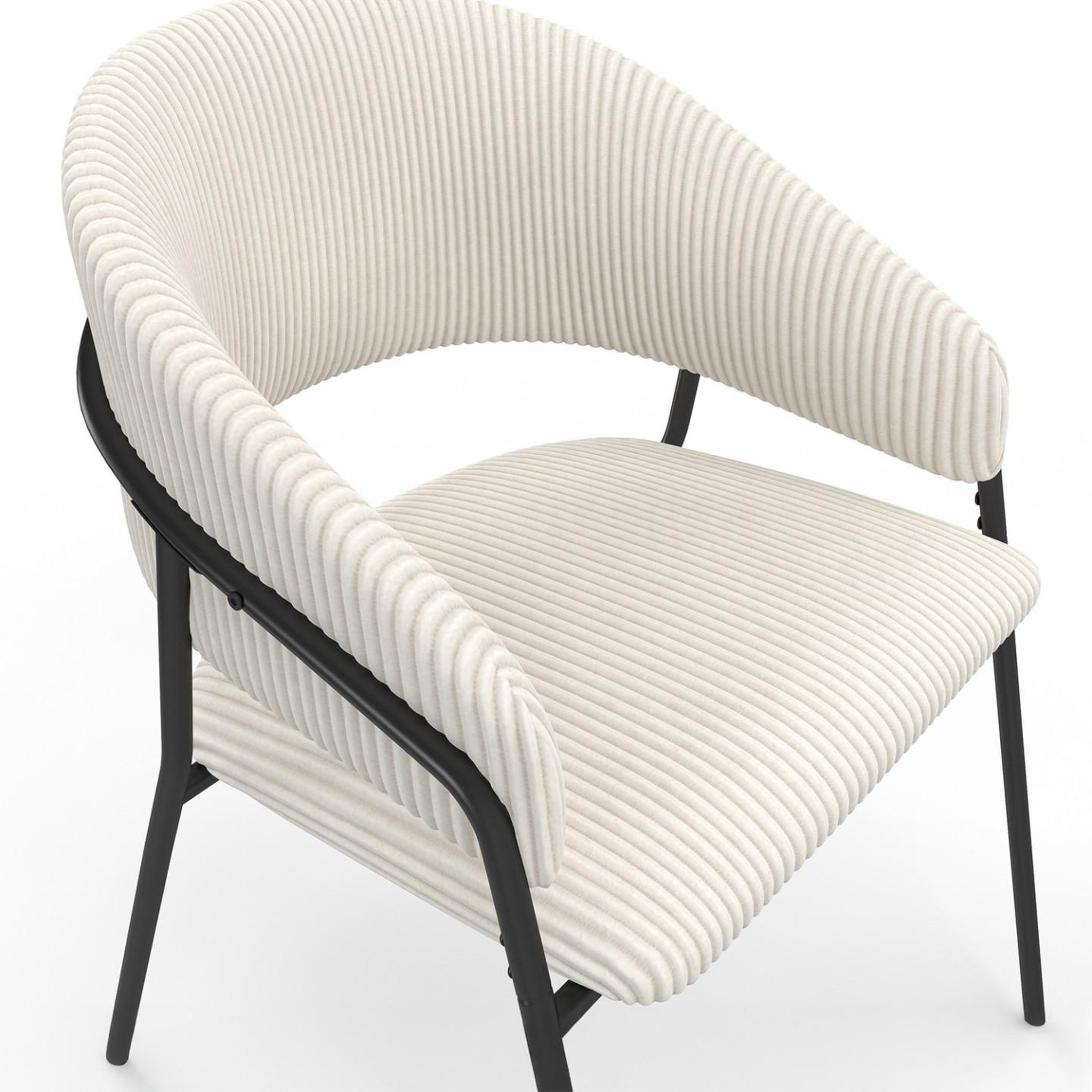 Voir la diapositive 6 : ID MARKET Lot de 2 chaises de salle à manger VINI en velours côtelé beige et pieds métal noir