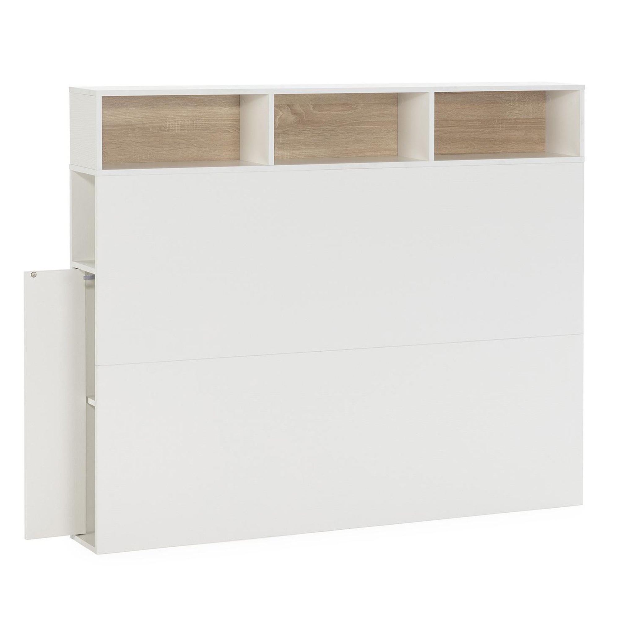 Voir la diapositive 3 : VS VENTA-STOCK Tête de lit Zeus 165 cm blanc, 2 portes 9 trous