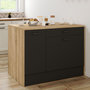 Voir la diapositive 2 : ID MARKET Ilot central LIO 120 cm maxi capacité de rangement bois et noir