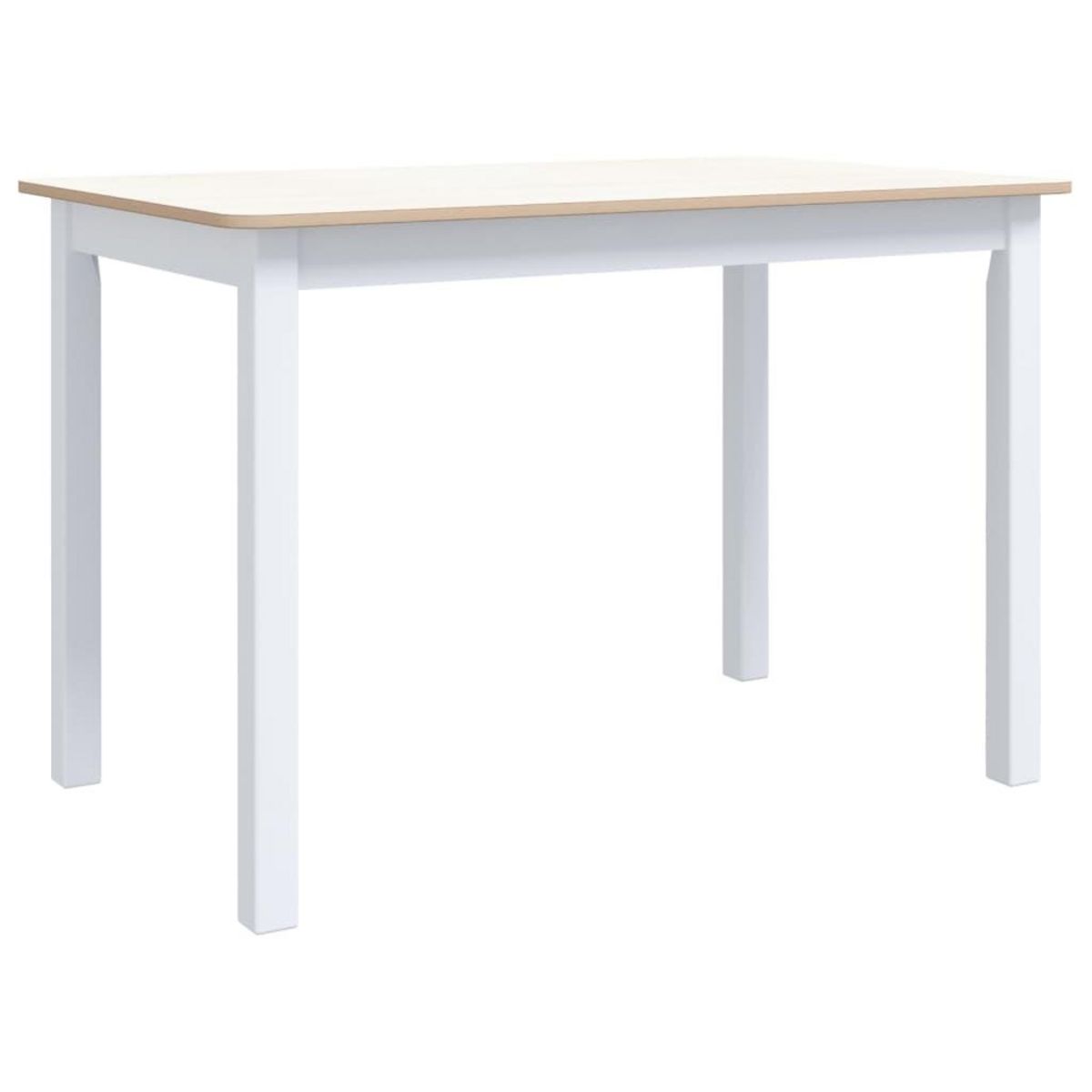 VIDAXL Table a manger Blanc et marron 114x71x75 cm Bois d'hevea massif