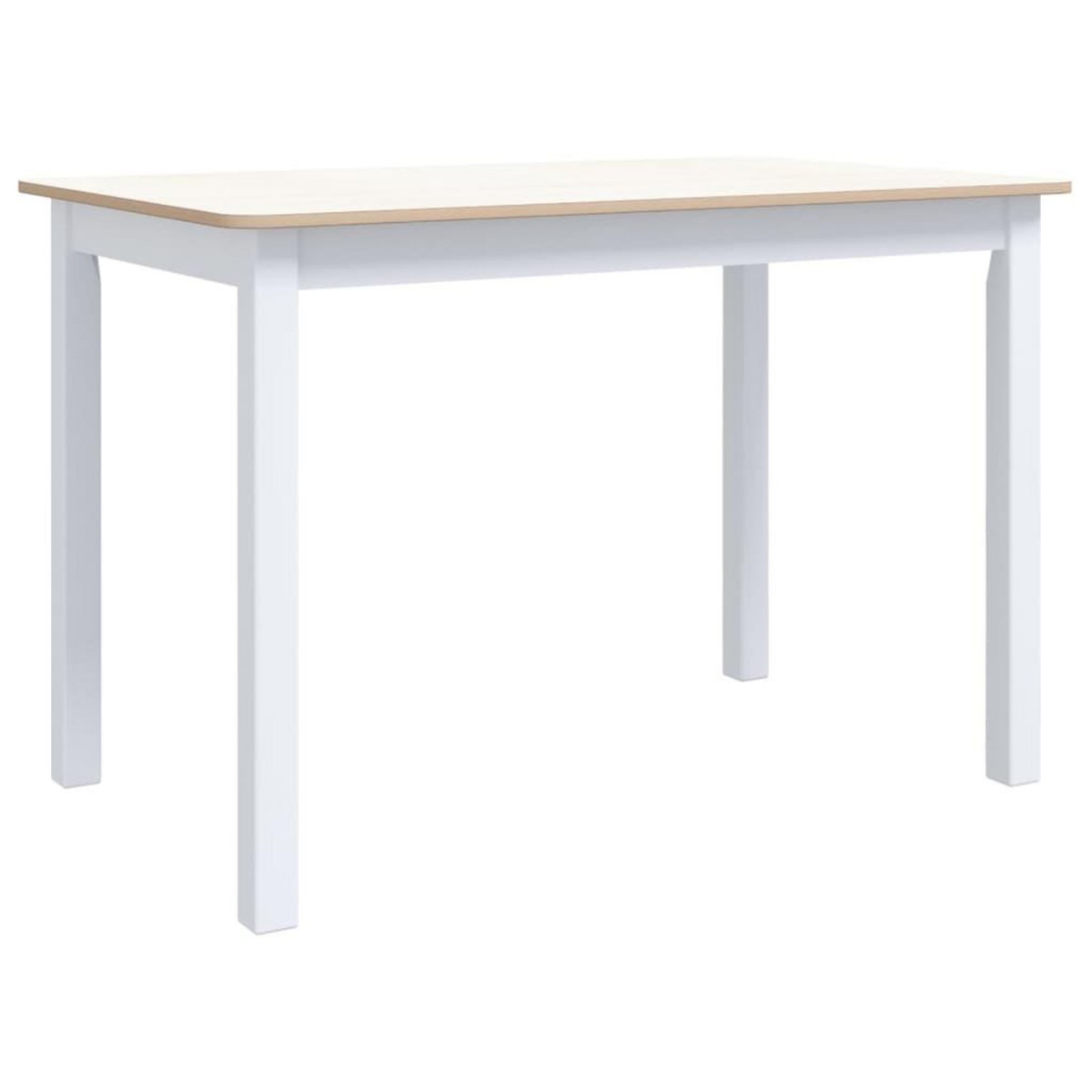 VIDAXL Table a manger Blanc et marron 114x71x75 cm Bois d'hevea massif
