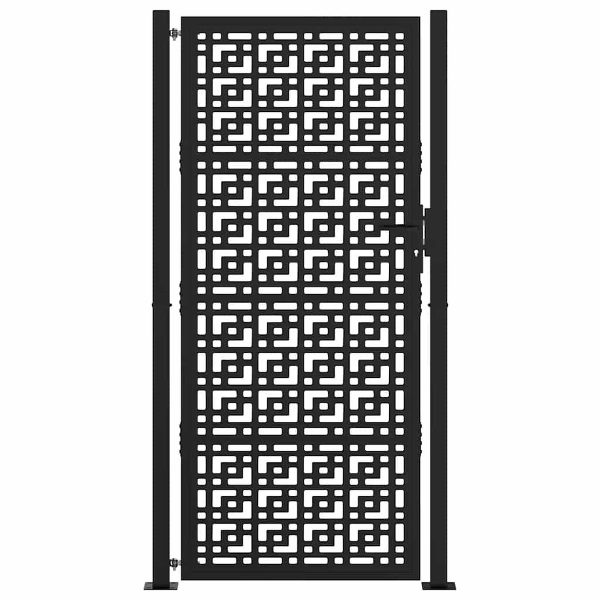 Voir la diapositive 3 : VIDAXL Portail de jardin noir 105x205 cm acier conception croisee