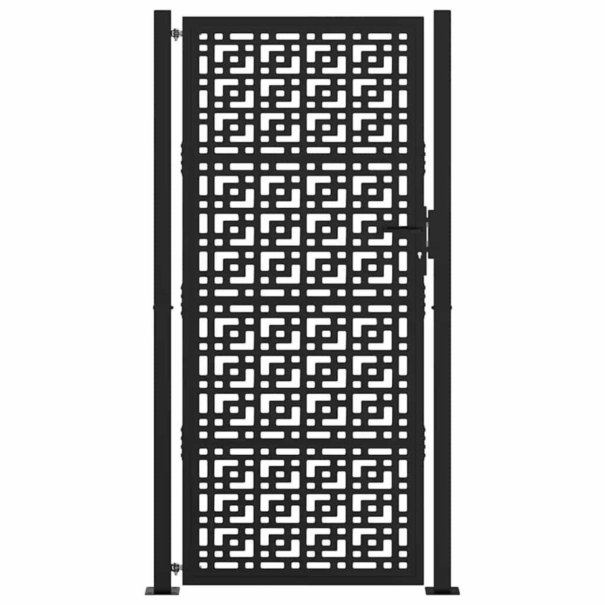 VIDAXL Portail de jardin noir 105x205 cm acier conception croisee