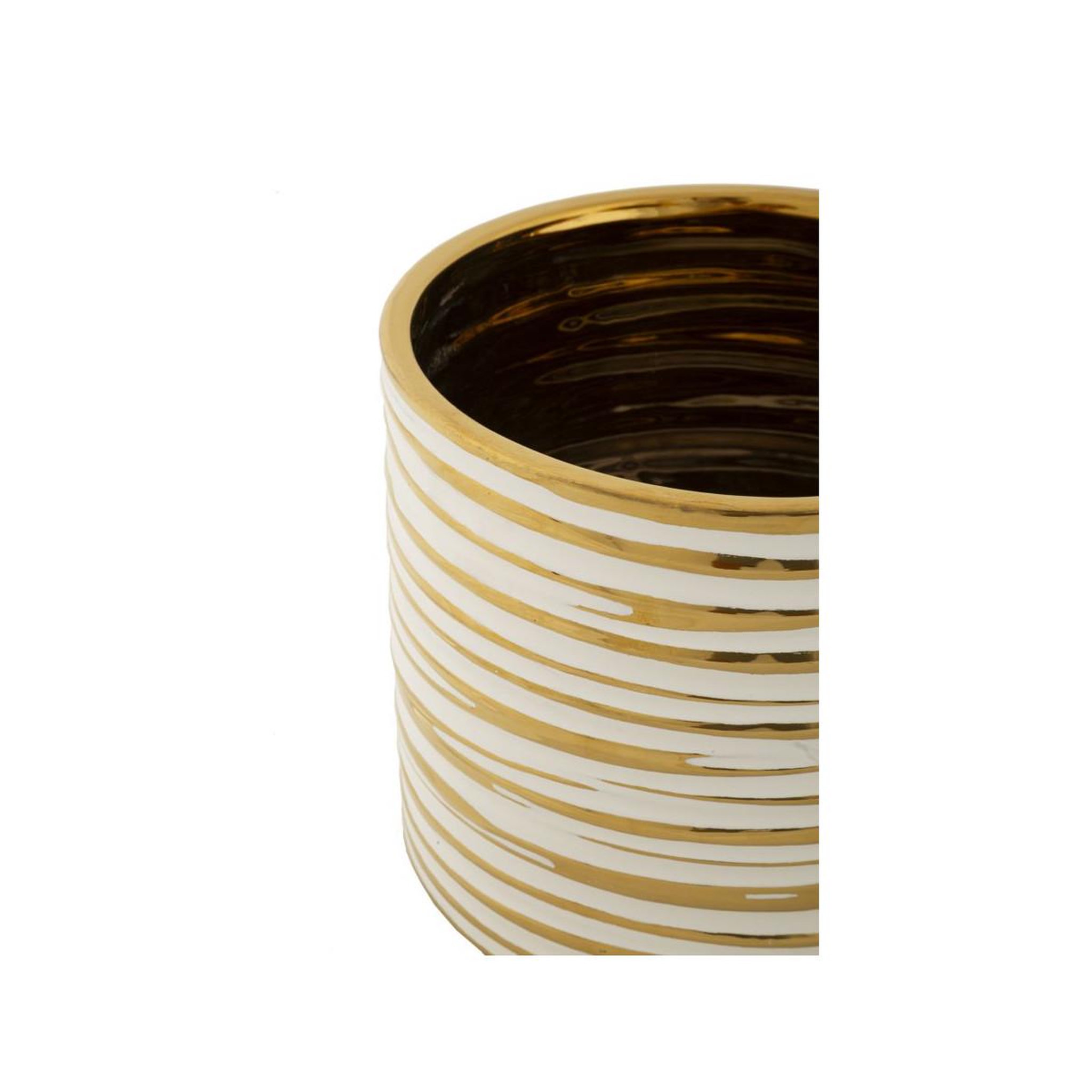 Voir la diapositive 2 : Paris Prix Lot de 2 vases en céramique  blom  23cm or & blanc