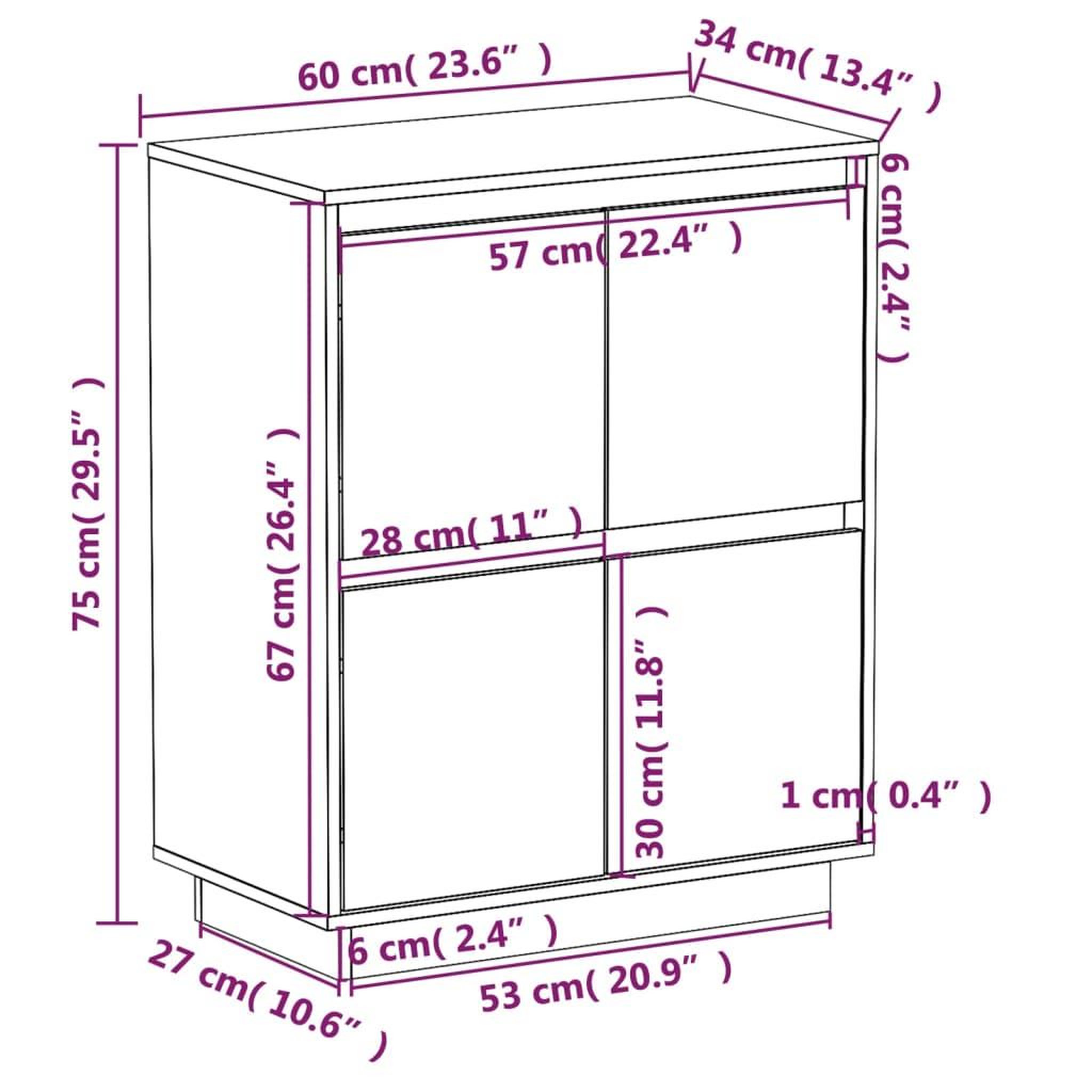 Voir la diapositive 6 : VIDAXL Buffet 60x34x75 cm Bois massif de pin