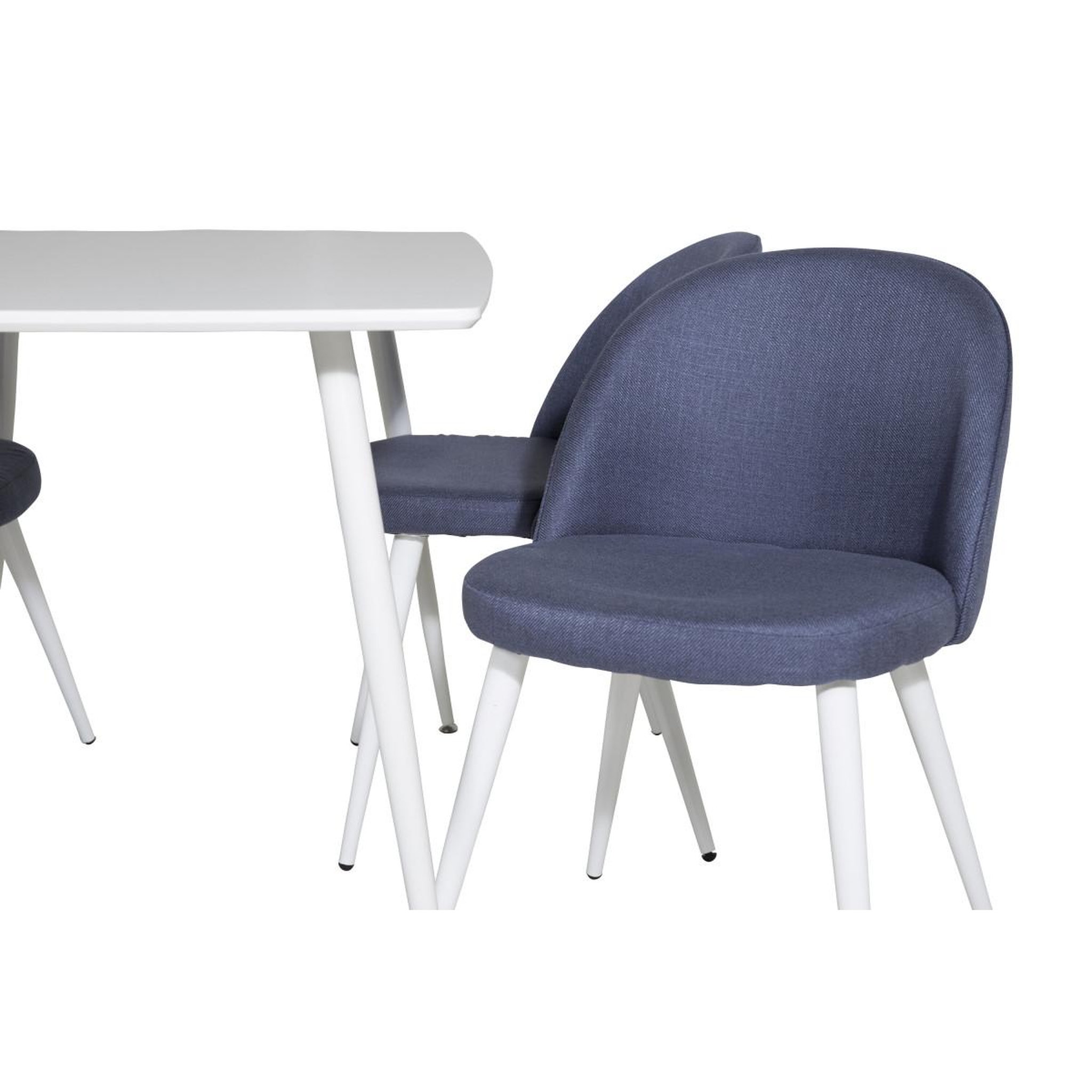 Voir la diapositive 4 : Paris Prix Ensemble table à manger & 4 chaises  polar & velvet  120cm blanc & bleu