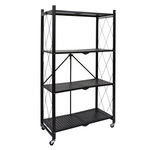 TOILINUX Etagère pliable 4 niveaux en fer et Polypropylène - Noir