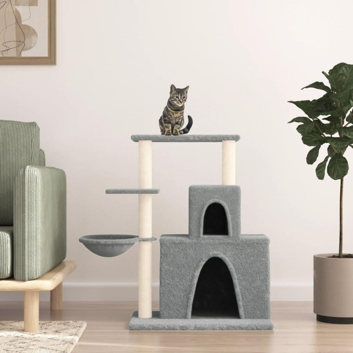 VIDAXL Arbre a chat avec griffoirs en sisal Gris clair 83 cm