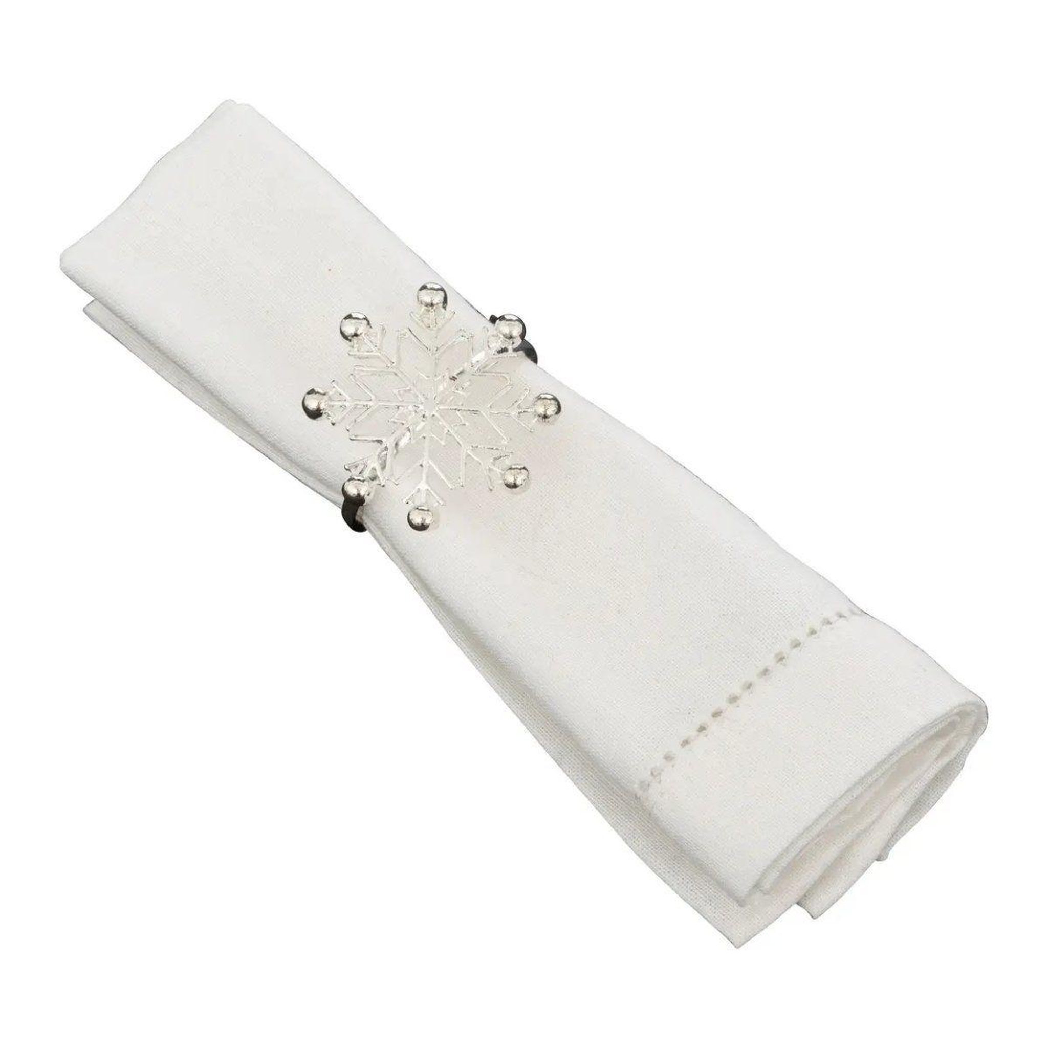 ATMOSPHERA Lot de 2 ronds de serviette  flocon  5cm argent