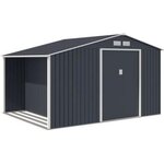 MARKET24 NOVA Abri de jardin en métal et abri bûches 8,72 m² - 342 x 255 x 202 - Kit d'ancrage inclus, 2 portes coulissantes - Gris