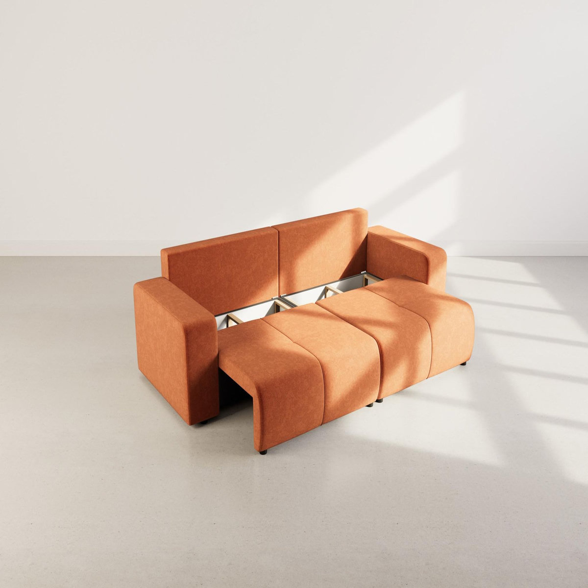 BEST MOBILIER Nicole - canapé droit 4 places convertible avec coffre en tissu