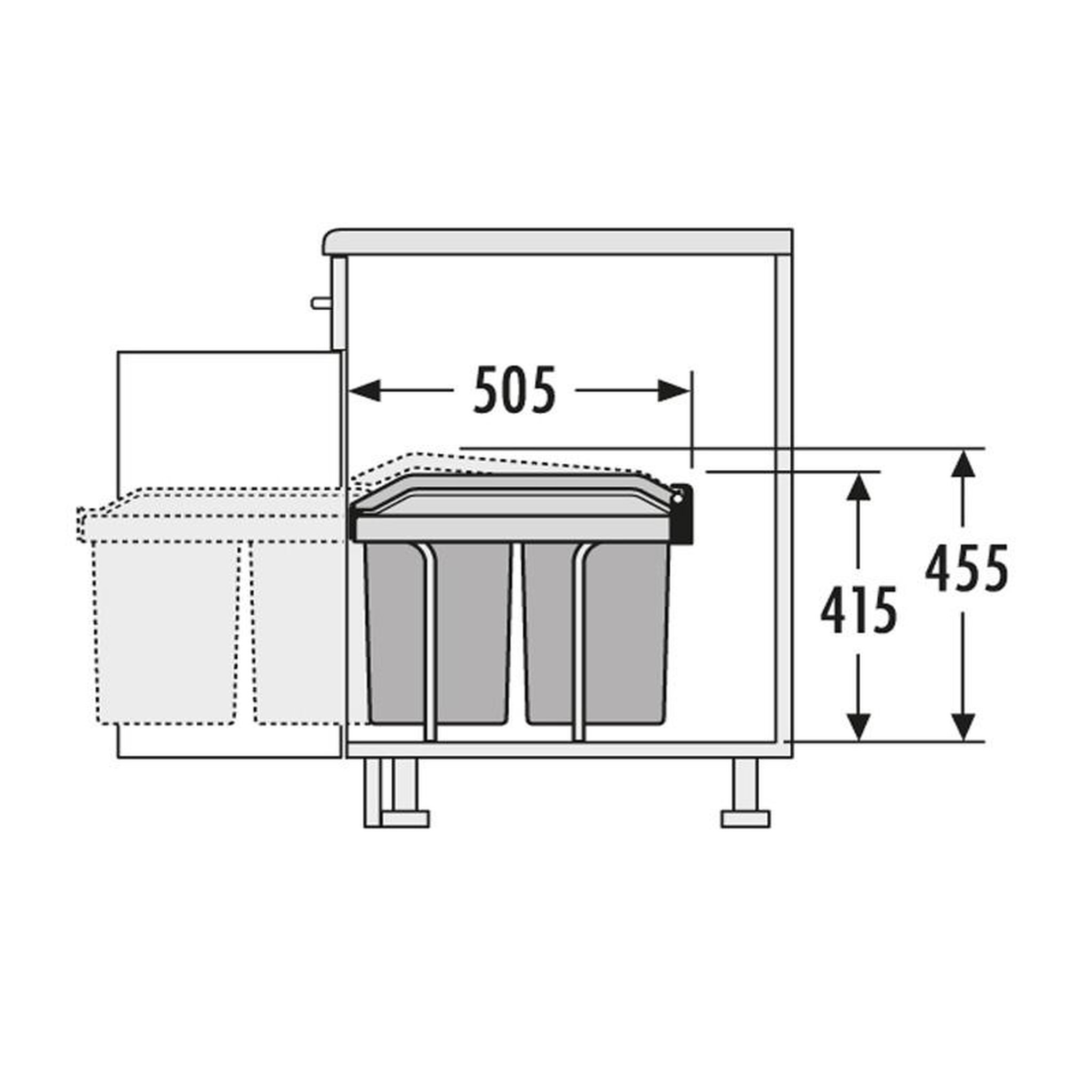 Voir la diapositive 3 : HAILO Poubelle de cuisine tri sélectif 2 bacs encastrable sous évier 30l (15+15) hailo tandem