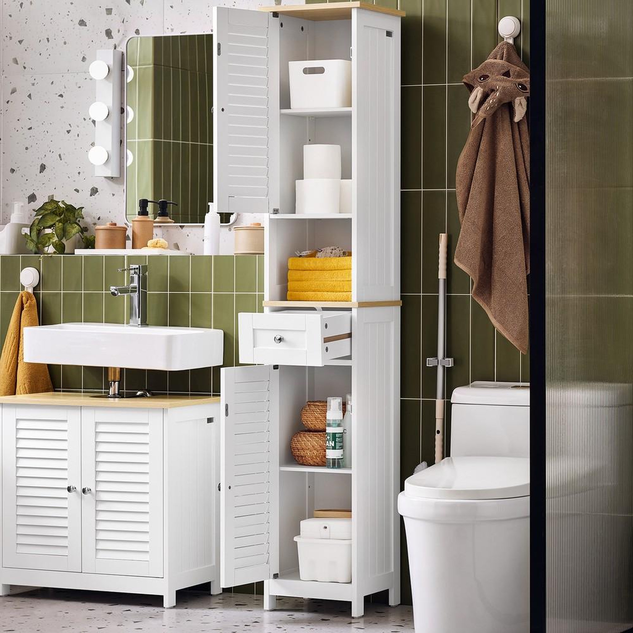 Voir la diapositive 2 : SOBUY SoBuy - Colonne De Salle De Bain à un tiroir - Fonctionnel - FRG236