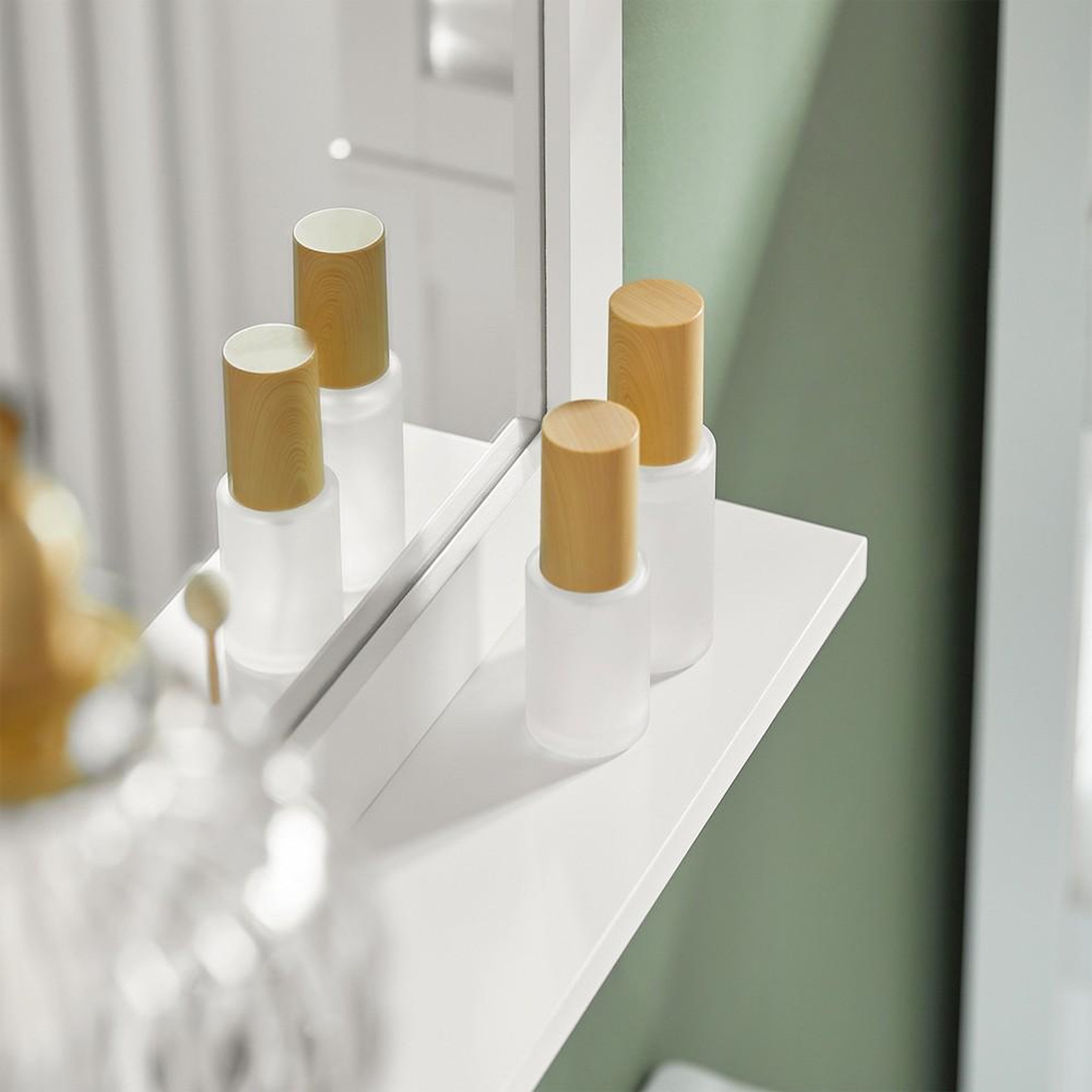 Voir la diapositive 5 : SOBUY Miroir Mural avec Étagère Blanc 40x10x50cm FRG129-W