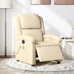 VIDAXL Fauteuil inclinable de massage electrique creme tissu