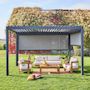 Voir la diapositive 2 : SWEEEK Pergola Bioclimatique gris anthracite 4x3m, aluminium à lames orientables + store 3m + store 4m