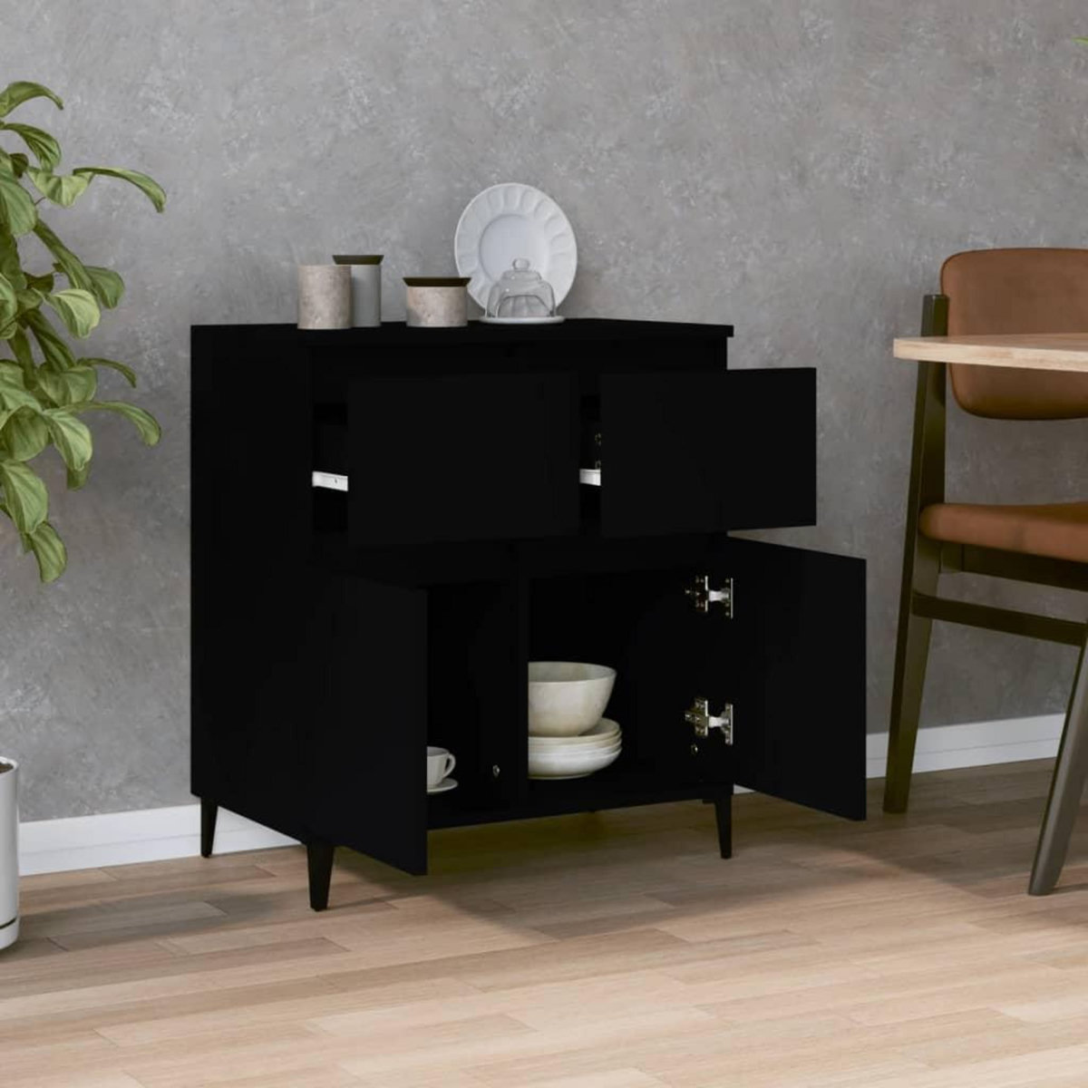 VIDAXL Buffet Noir 60x35x70 cm Bois d'ingenierie