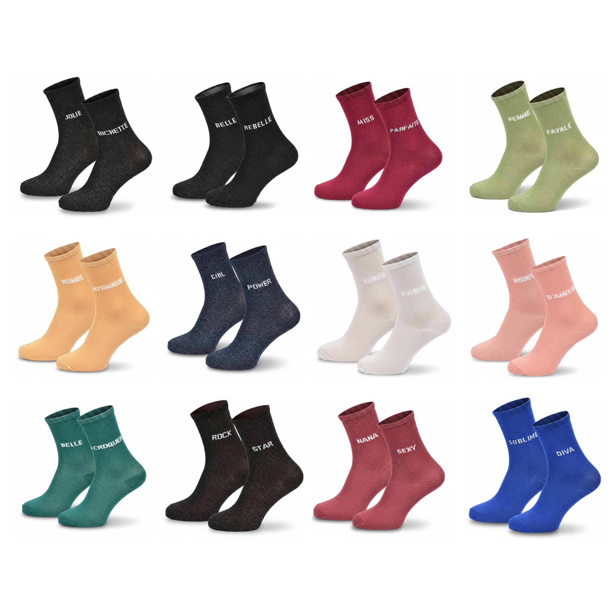 OZABI Ozabi chaussettes à paillettes calendrier de l'avent- coffret cadeau 12 paires. Coloris disponibles : Multicolore