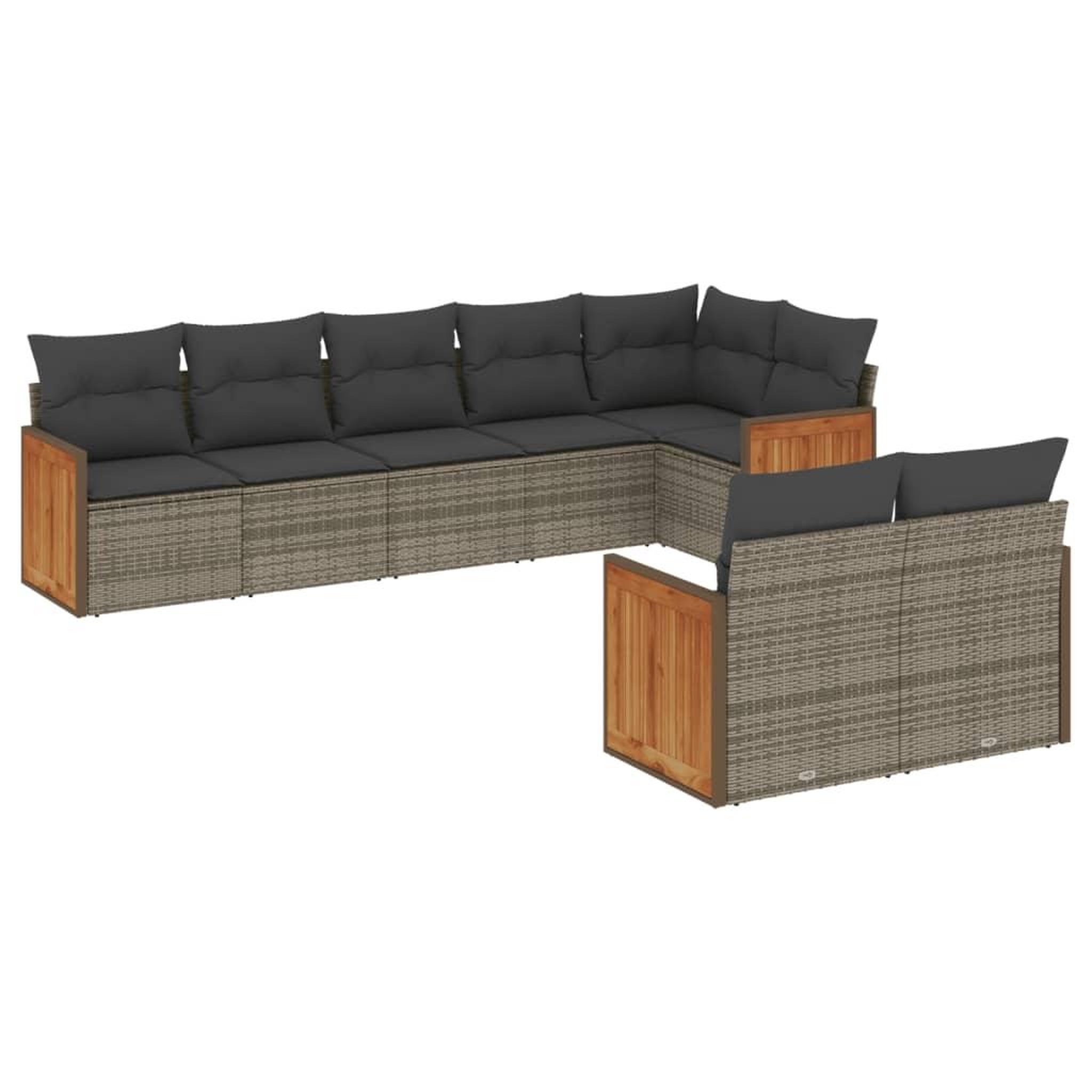 Voir la diapositive 2 : VIDAXL Salon de jardin 8 pcs avec coussins gris resine tressee