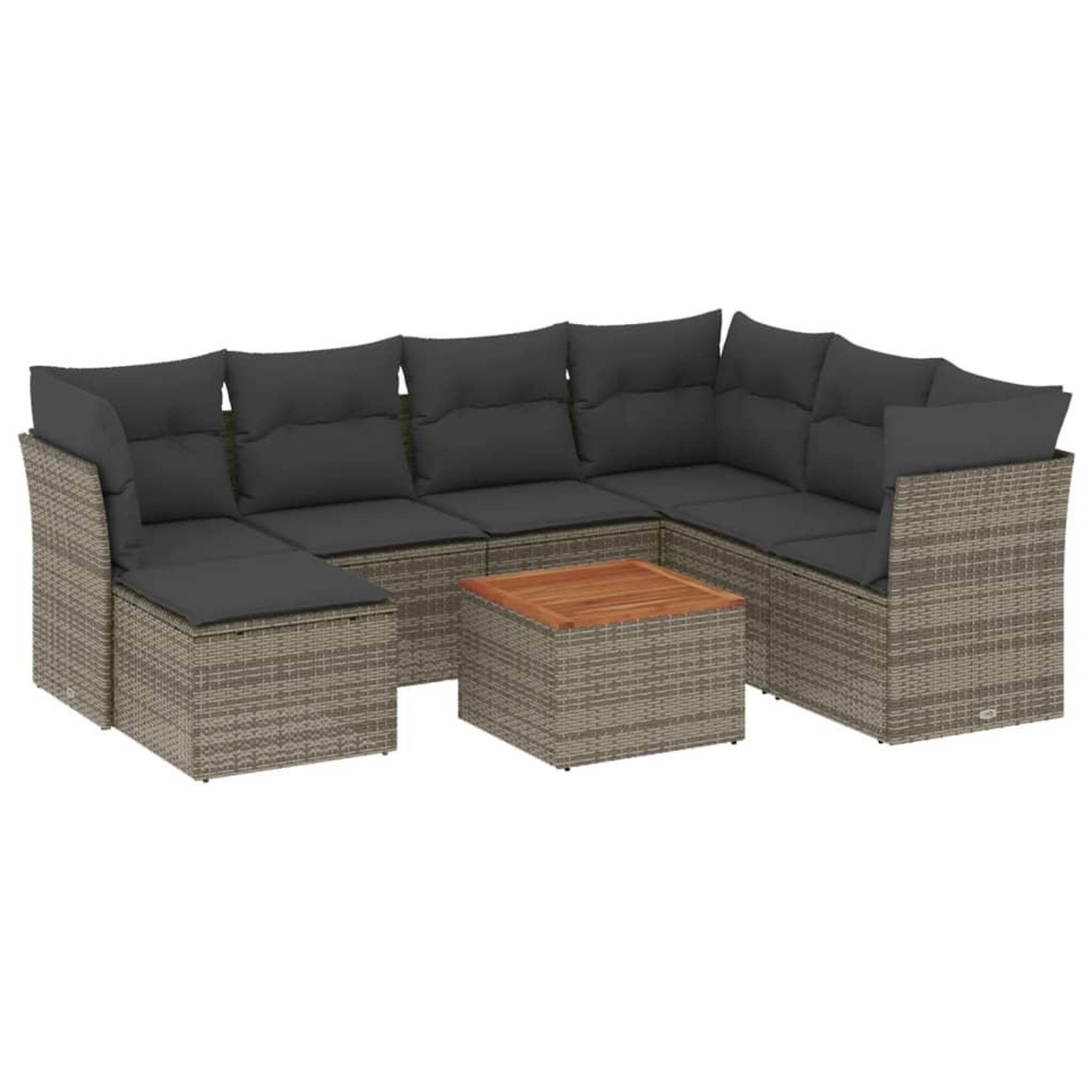 Voir la diapositive 2 : VIDAXL Salon de jardin 8 pcs avec coussins gris resine tressee