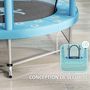 Voir la diapositive 5 : HOMCOM Trampoline enfant Ø140 cm - filet sécurité, porte zippée, 6 poteaux rembourrés - bleu ciel