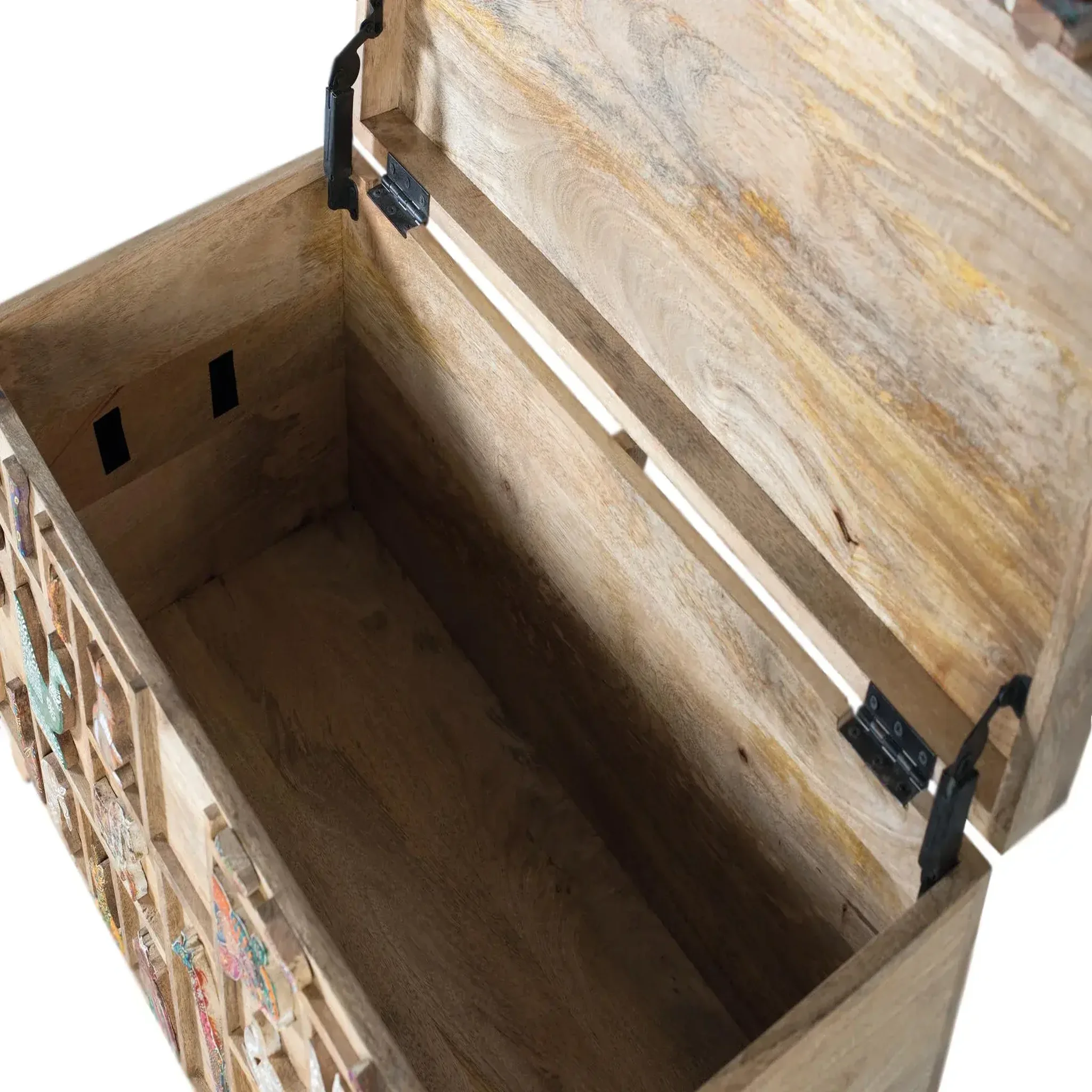 Voir la diapositive 4 : GINER Y COLOMER SL Coffre en bois de manguier 80 cm style rustique vintage