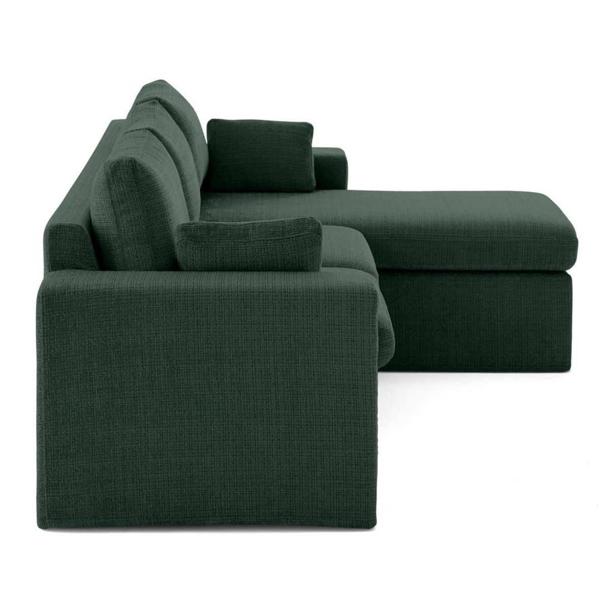LISA DESIGN Calgary - canapé d'angle déhoussable et modulable 3 places + 1 pouf en velours texturé