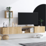 Voir la diapositive 2 : CONCEPT USINE Meuble tv avec rangements imitation chêne clair BERGEN