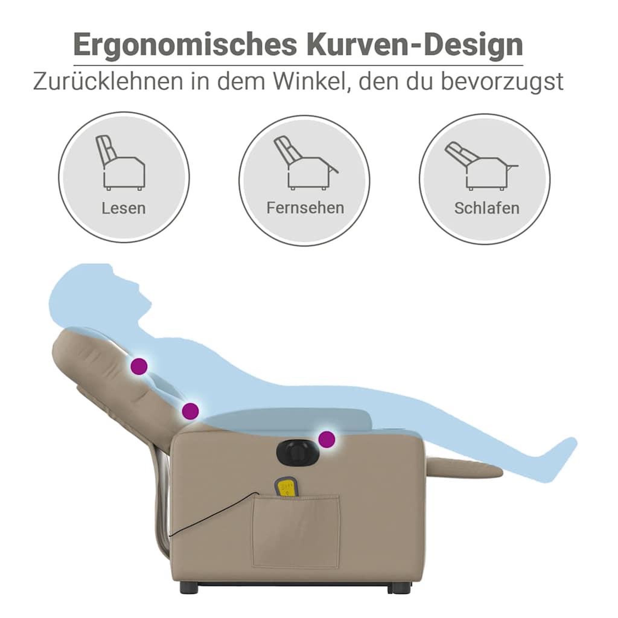 Voir la diapositive 6 : VIDAXL Fauteuil inclinable de massage Cappuccino Similicuir