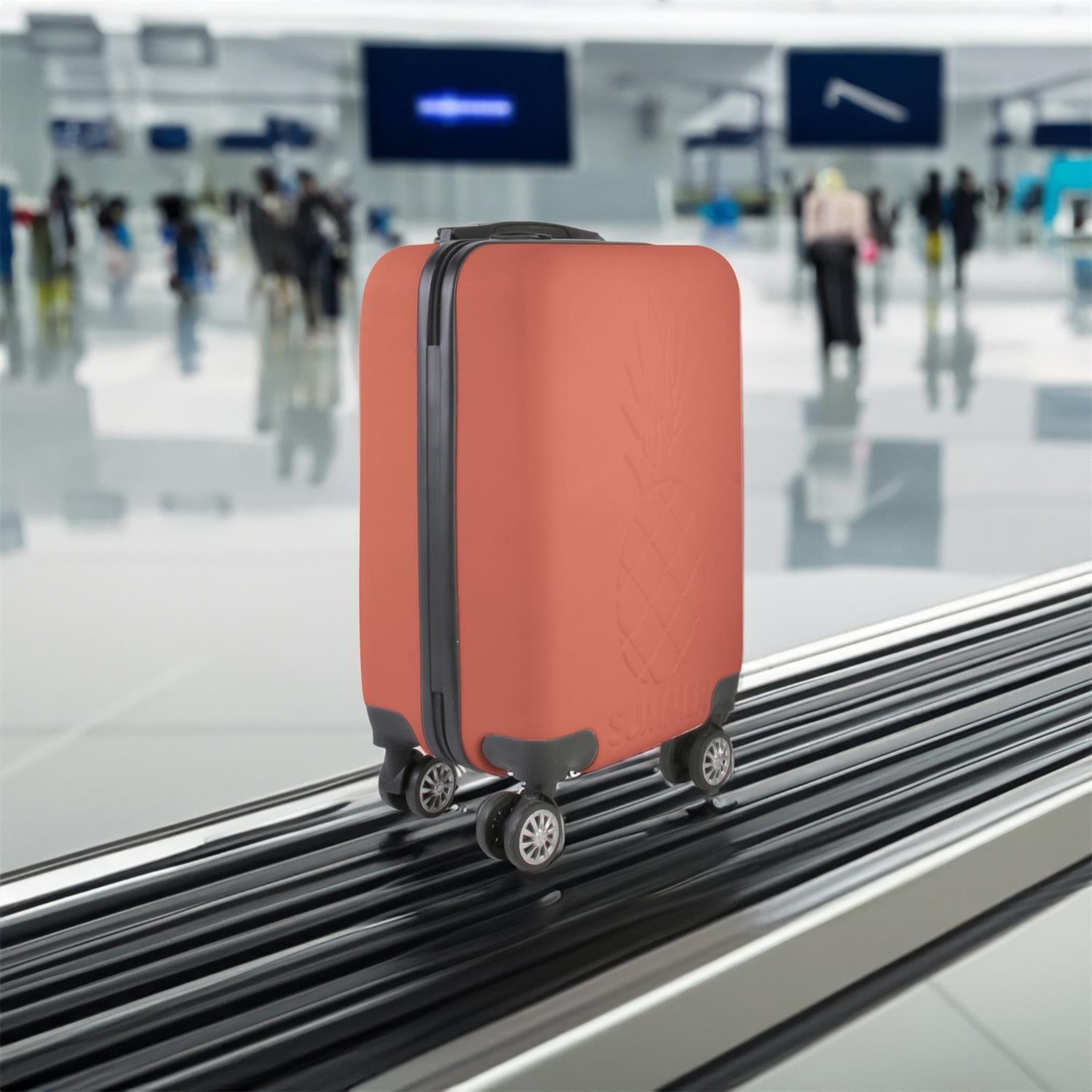 Voir la diapositive 2 : Jet lag Valise cabine ananas - corail