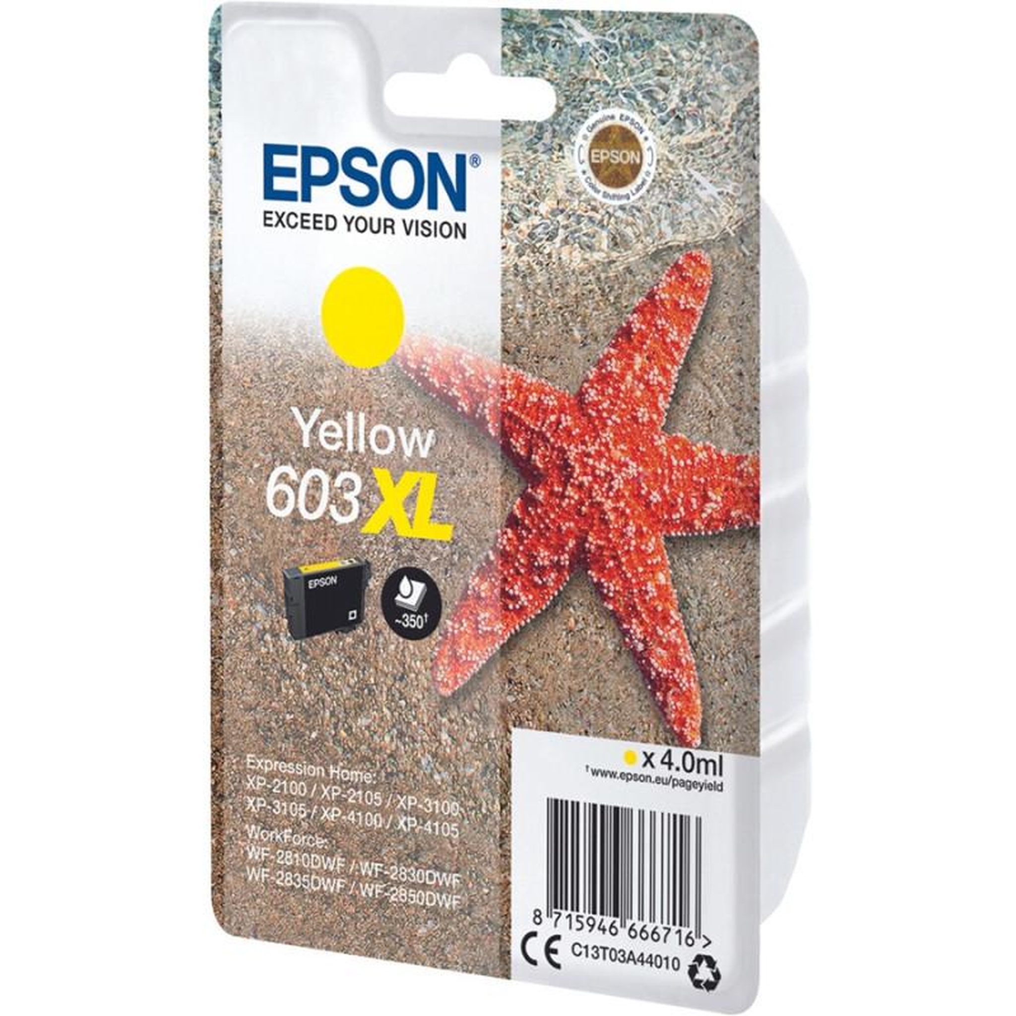 Voir la diapositive 2 : Epson Cartouche d'encre originale 603 xl haute capacité jaune (yellow) - c13t03u44010
