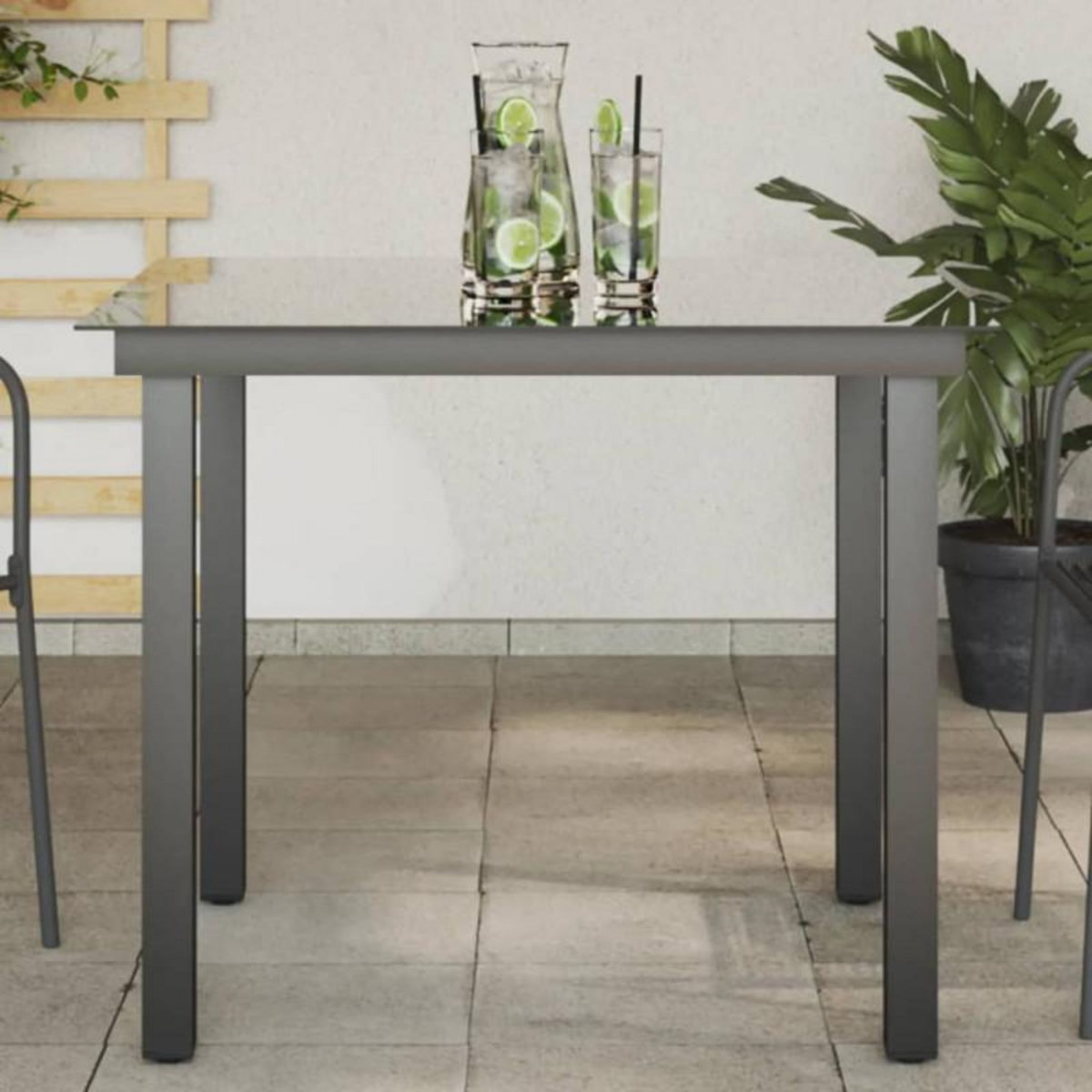 VIDAXL Table de jardin Noir 80x80x74 cm Aluminium et verre