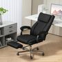 Voir la diapositive 2 : VINSETTO Fauteuil de bureau manager grand confort repose-pied dossier inclinable accoudoirs tétière rembourrés tissu noir
