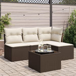 VIDAXL Salon de jardin avec coussins 5 pcs marron resine tressee