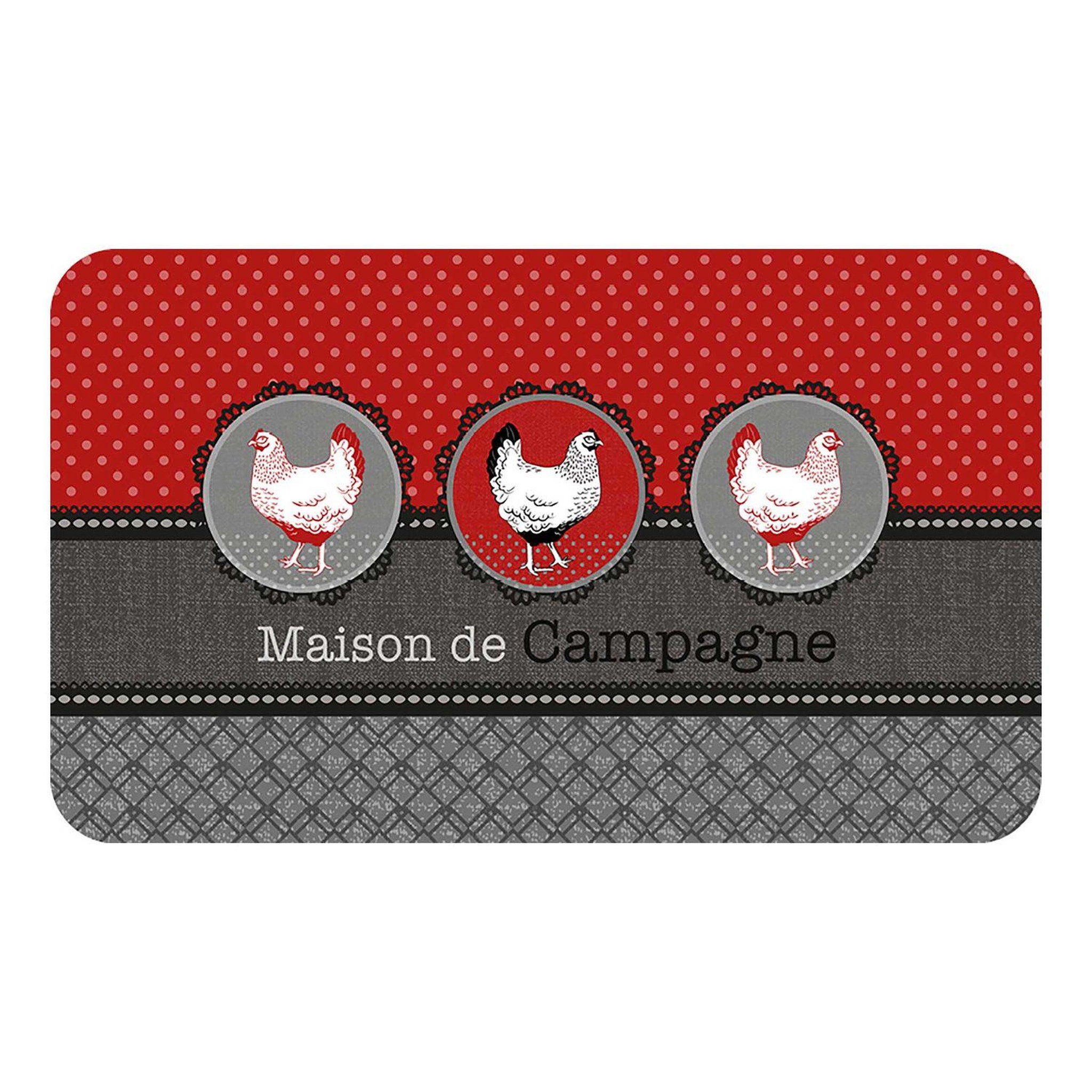 Douceur d'Intérieur Tapis en pvc maison de campagne - noir et rouge