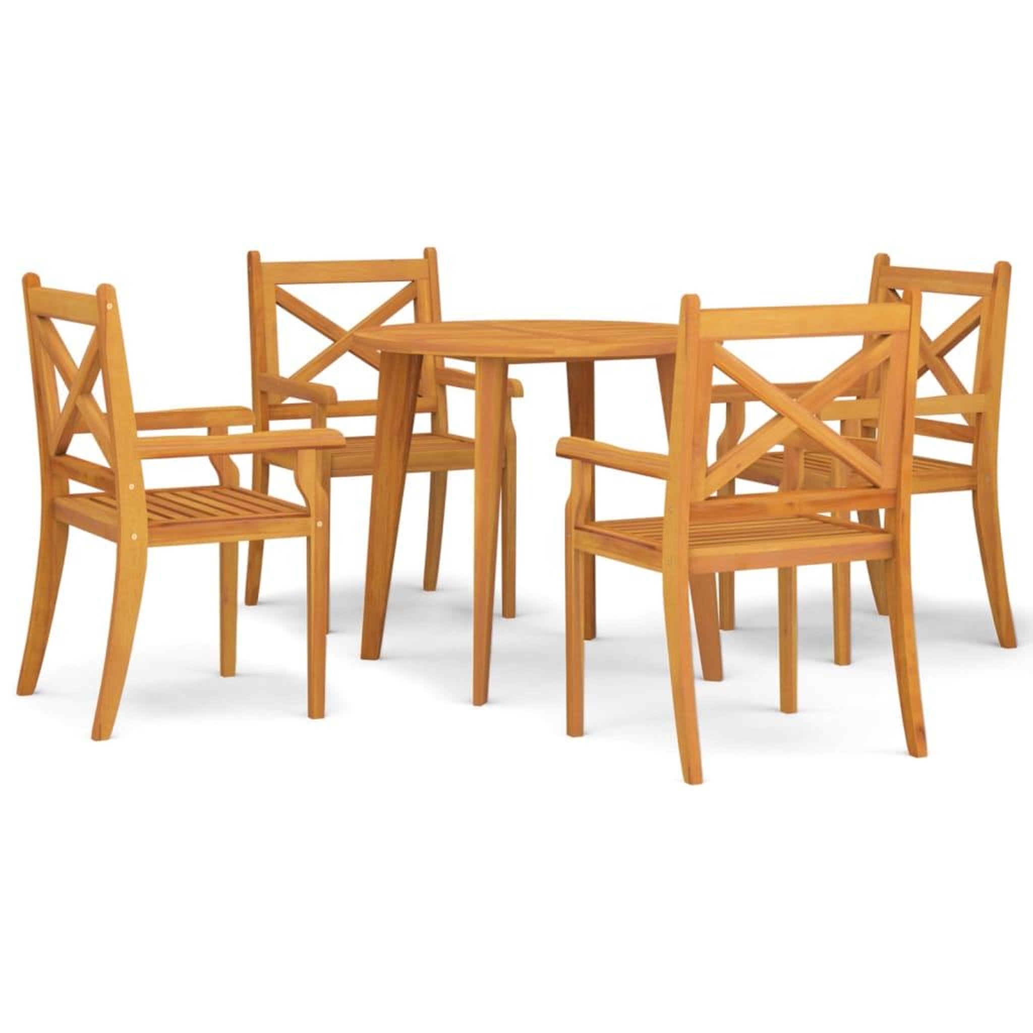 Voir la diapositive 2 : VIDAXL Ensemble a manger de jardin 5 pcs Bois d'acacia solide