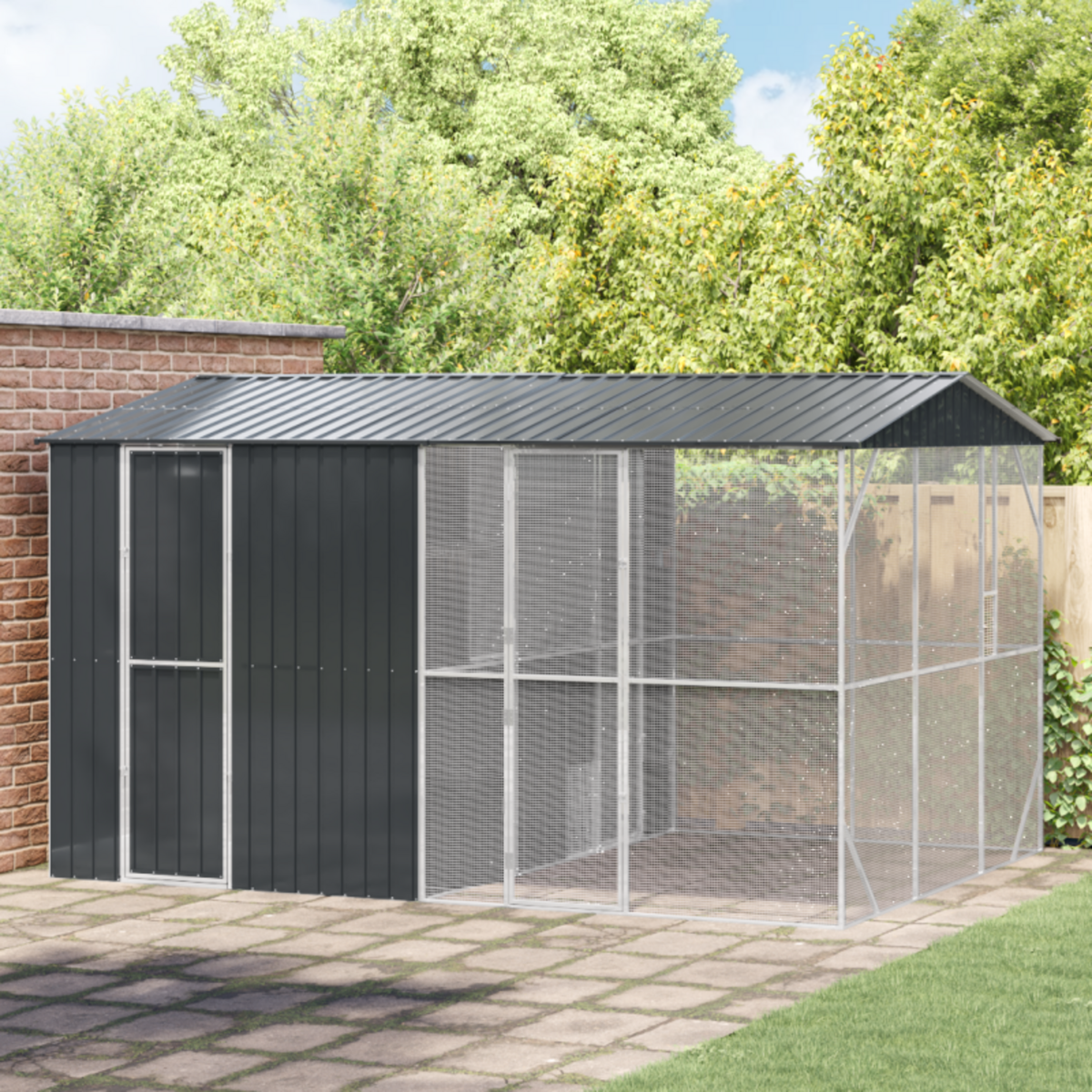 VIDAXL Volière avec extension Anthracite 310x442x247 cm Acier