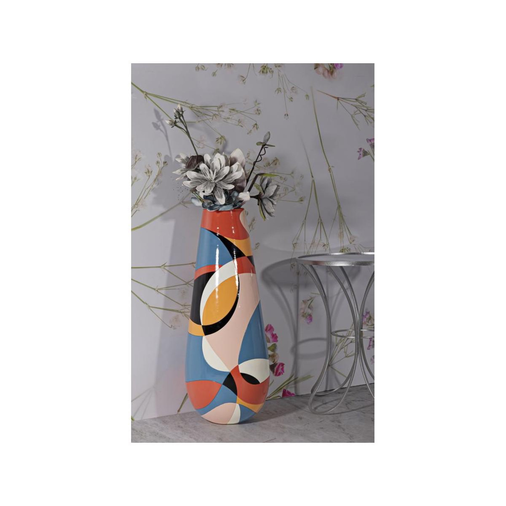 Voir la diapositive 5 : Paris Prix Vase haut en résine  rubic  92cm multicolore