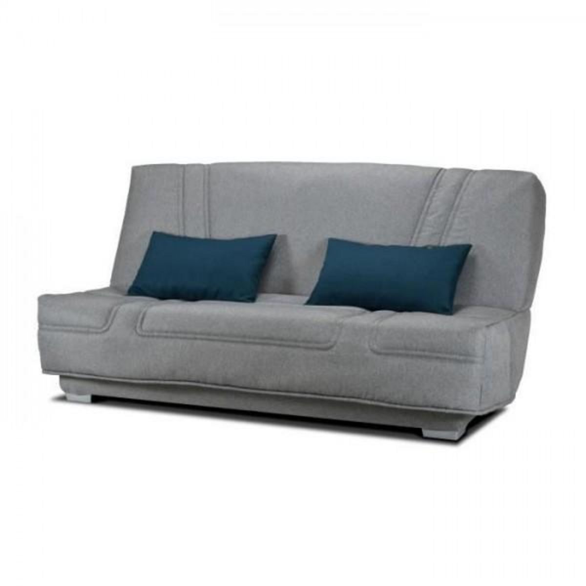 MARKET24 COMFORT BULTEX Banquette clic-clac - 3 places - Tissu gris + Coussins déco bleu - L193 x