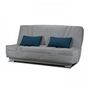 Voir la diapositive 3 : MARKET24 COMFORT BULTEX Banquette clic-clac - 3 places - Tissu gris + Coussins déco bleu - L193 x