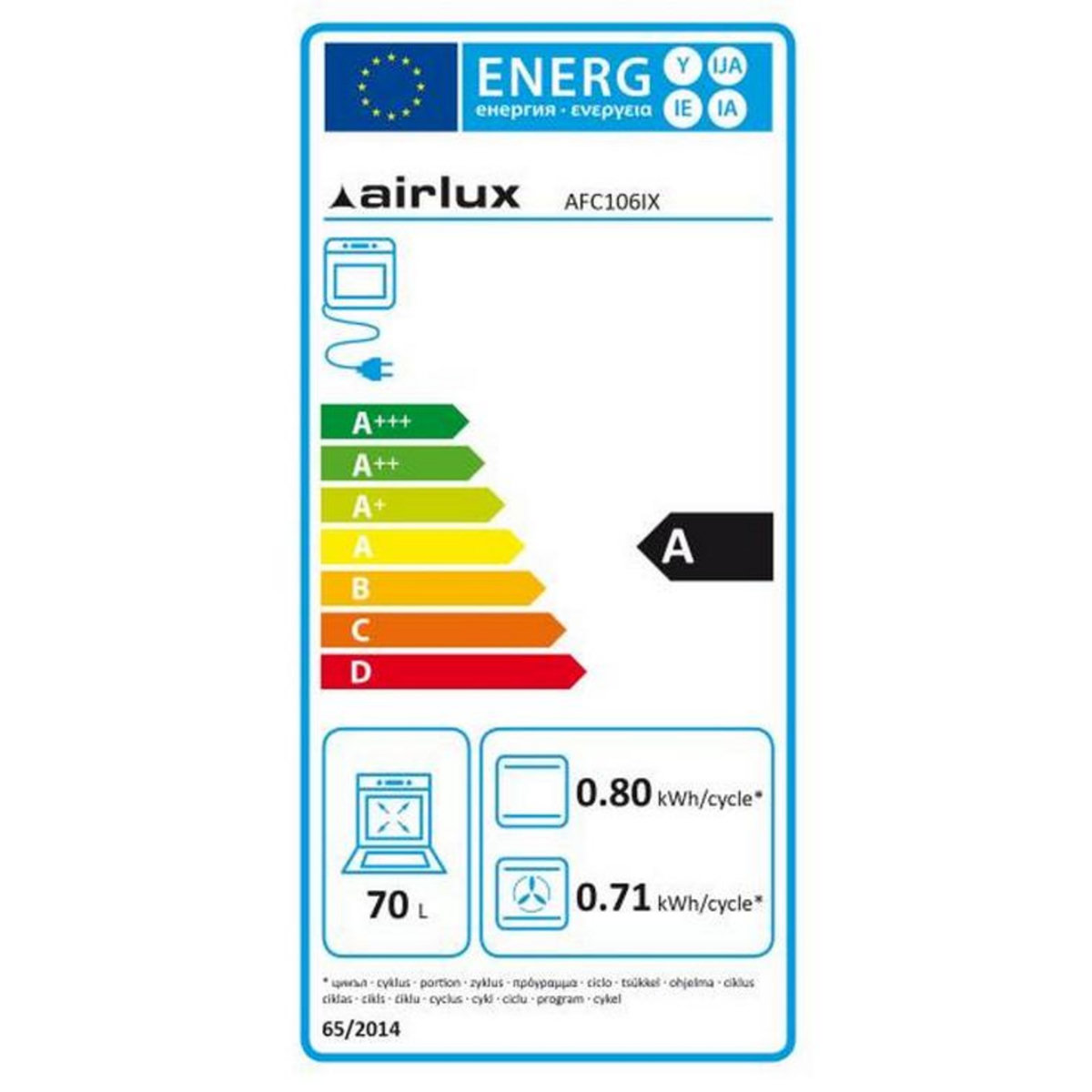 Airlux Four intégrable multifonction 70l 60cm a catalyse inox - afc106ix