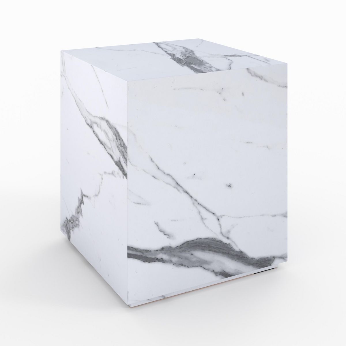 Rendez vous déco Table d'appoint effet marbre blanche - Lison