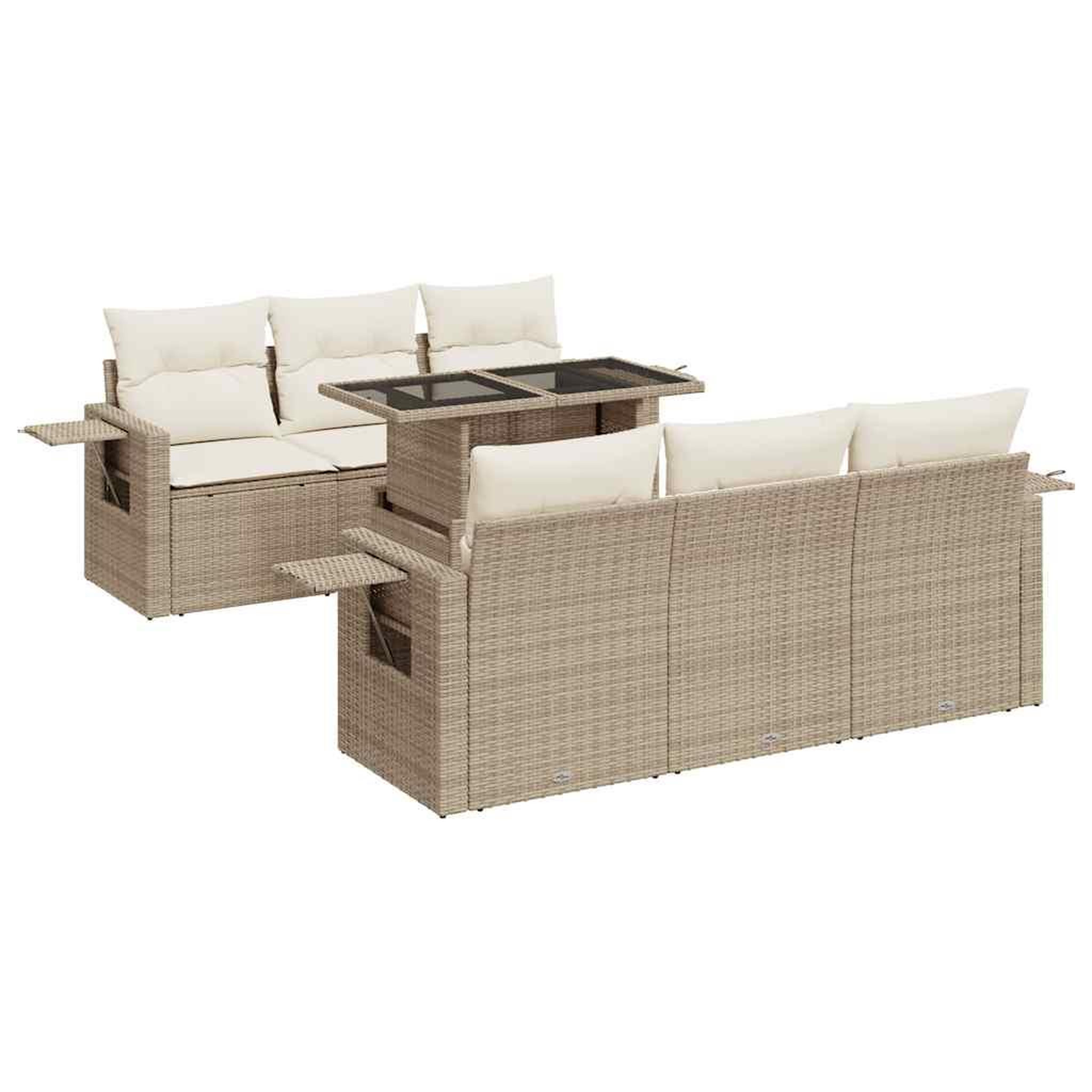 Voir la diapositive 2 : VIDAXL Salon de jardin avec coussins 7 pcs beige resine tressee