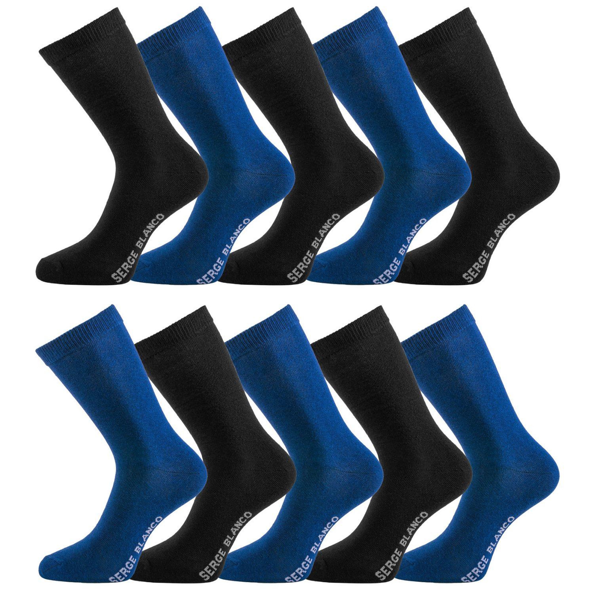 SERGE BLANCO Lot de 10 paires de chaussettes de ville serge blanco. Coloris disponibles : Bleu